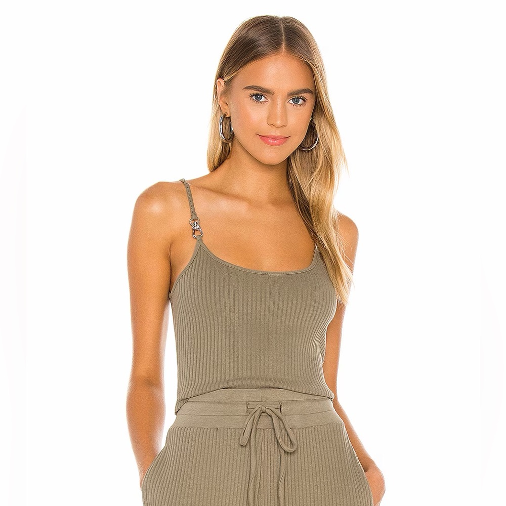 Army Green Ribbed Jogger Set - Picture 2 of 6